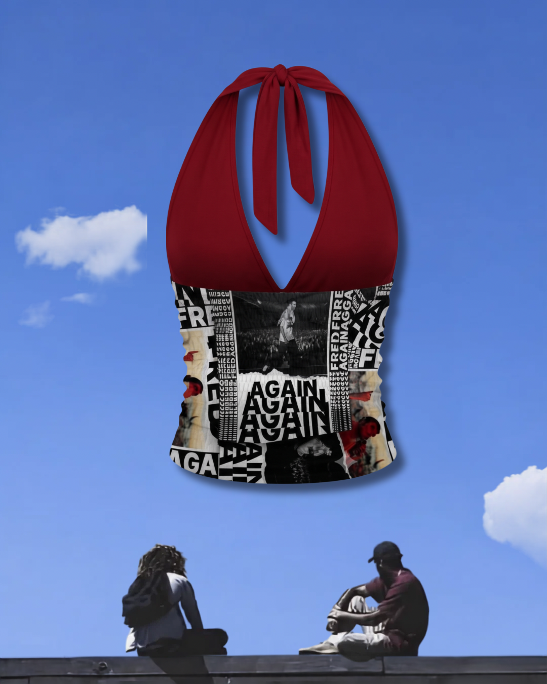 Fred Again collage halter top