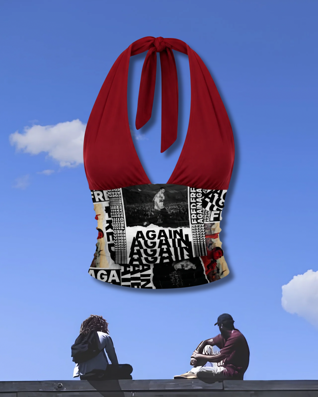 Fred Again collage halter top