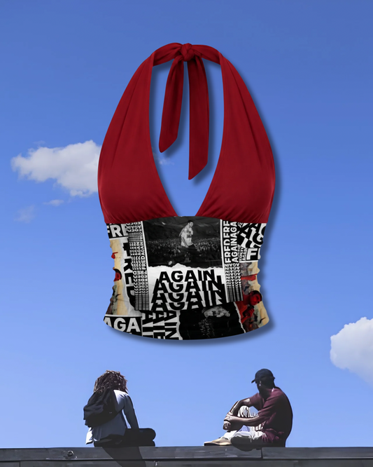 Fred Again collage halter top