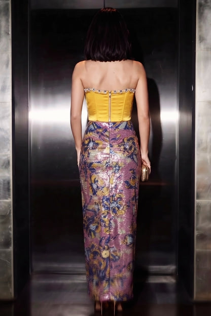 Pennello Claire set: silk corset with jewel embroidery and sequin drape skirt, photo 3 of 3