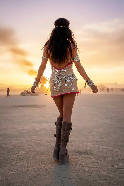 Pennello Sunset tunic: fine mesh hand-embroidered with sequins, photo 5 of 5